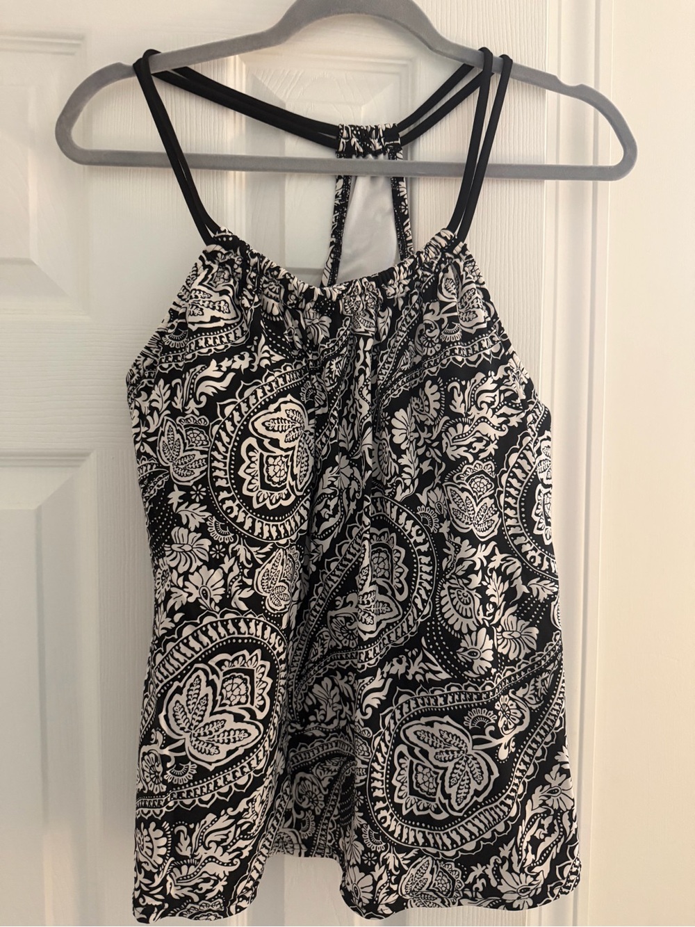 24th & Ocean Black and White Paisley Halter Bikini Top